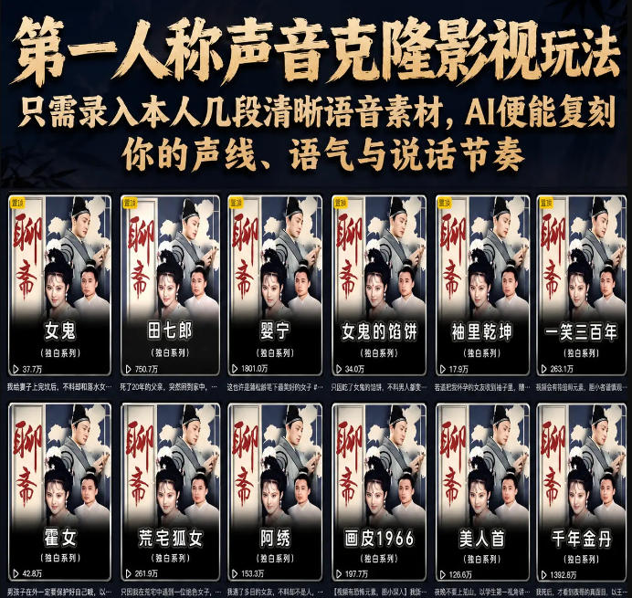 第一人称声音克隆影视玩法,只需录入本人几段清晰语音素材,AI便能复刻你的声线、语气与说话节奏-摇钱树