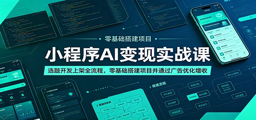 小程序AI变现实战课:选题开发上架全流程,零基础搭建项目并通过广告优化增收-摇钱树