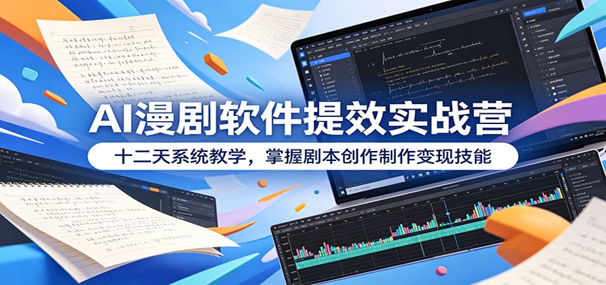 AI漫剧软件提效实战营:十二天系统教学,掌握剧本创作制作变现技能-摇钱树