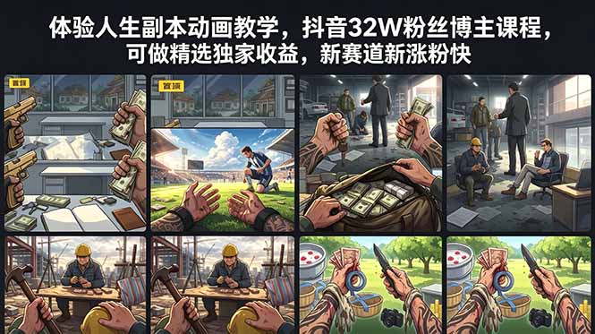 体验人生副本动画教学, 抖音32W粉丝博主课程,可做精选独家收益,新赛道新涨粉快-摇钱树