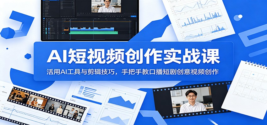 AI短视频创作实战课：活用AI工具与剪辑技巧，手把手教口播短剧创意视频创作-摇钱树
