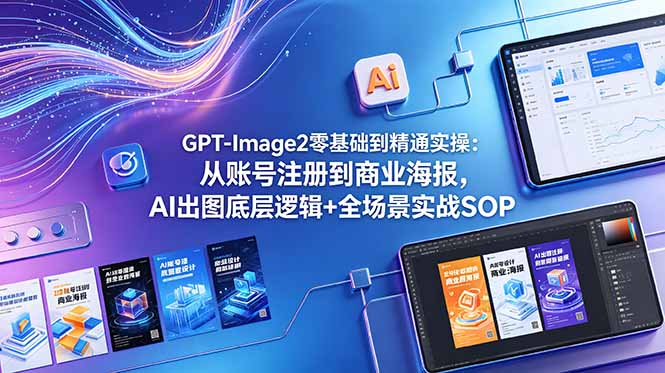 GPT-Image2零基础到精通实操：从账号注册到商业海报，AI出图底层逻辑+全场景实战SOP-摇钱树