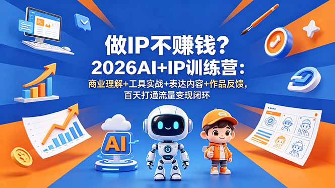 做IP不赚钱?2026AI+IP训练营:商业理解+工具实战+表达内容+作品反馈,百天打通流量变现闭环-摇钱树