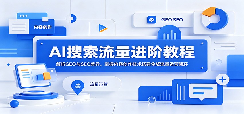 AI搜索流量进阶教程:解析GEO与SEO差异,掌握内容创作技术搭建全域流量运营闭环-钱眼网