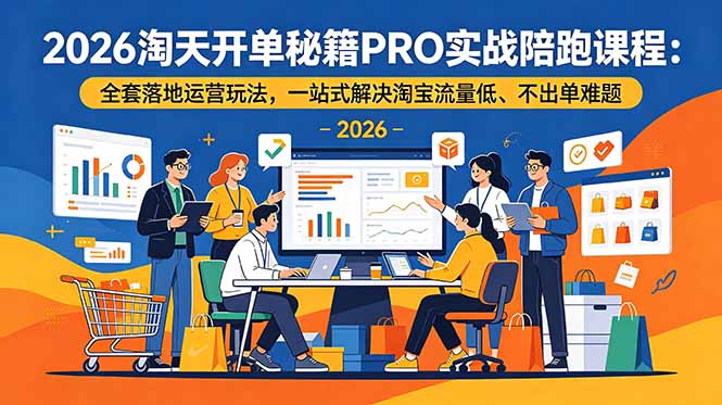 2026淘天开单秘籍PRO实战陪跑课程:全套落地运营玩法,一站式解决淘宝流量低、不出单难题-好学创业资源