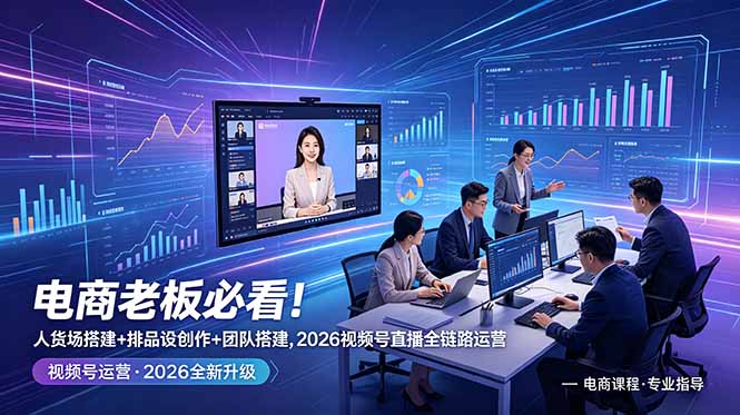 电商老板必看!人货场搭建+排品设计+素材创作+团队搭建,2026视频号直播全链路运营-摇钱树