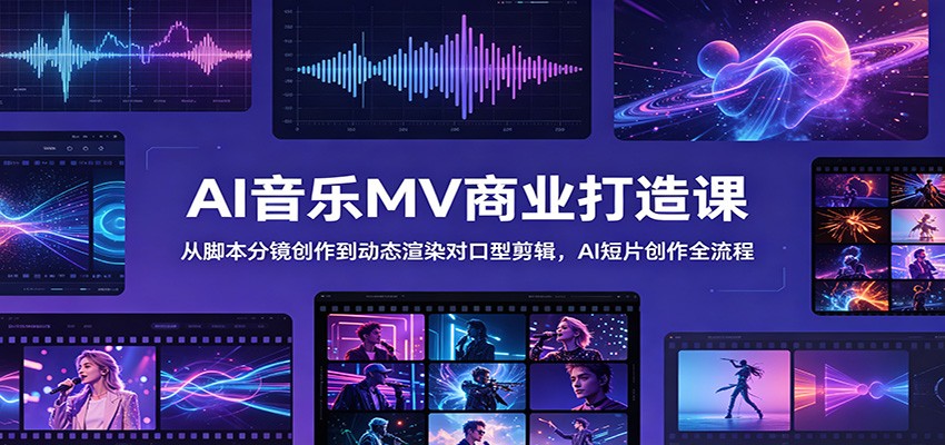 AI音乐MV商业打造课：从脚本分镜创作到动态渲染对口型剪辑，AI短片创作全流程-摇钱树