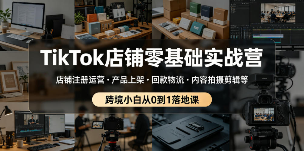 TikTok店铺零基础实战营,店铺注册运营・产品上架・回款物流・内容拍摄剪辑等 ,跨境小白从0到1落地课-摇钱树