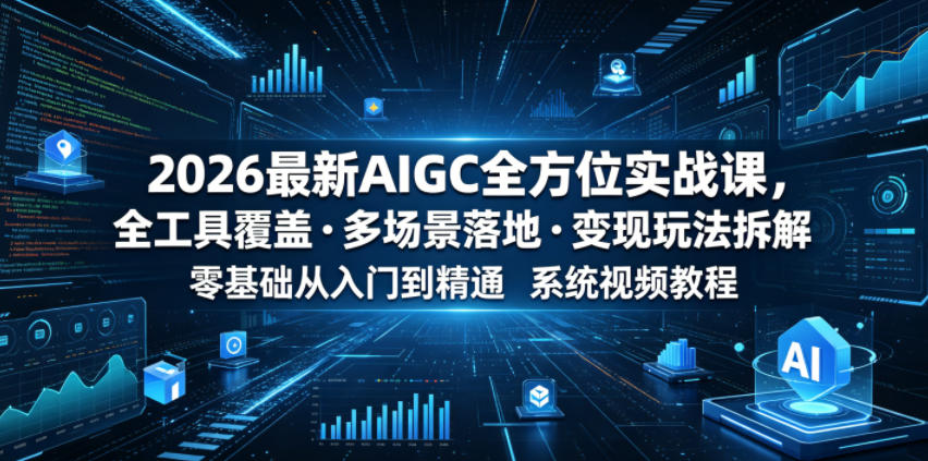 2026最新AIGC全方位实战课，全工具覆盖・多场景落地・变现玩法拆解，零基础从入门到精通系统视频教程-摇钱树
