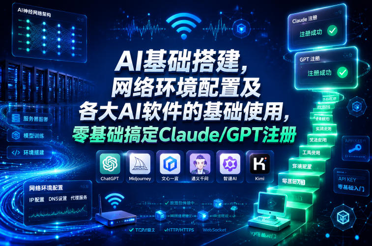 AI基础搭建,网络环境配置及各大AI软件的基础使用,零基础搞定Claude/GPT注册-摇钱树