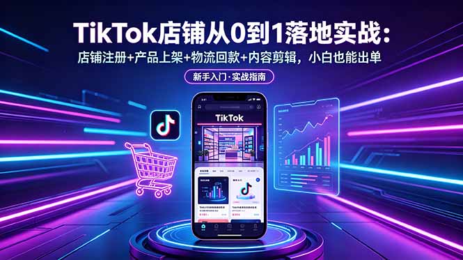 TikTok店铺从0到1落地实战:店铺注册+产品上架+物流回款+内容剪辑,小白也能出单-摇钱树