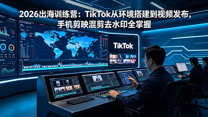 2026出海训练营:TikTok从环境搭建到视频发布,手机剪映混剪去水印全掌握-摇钱树