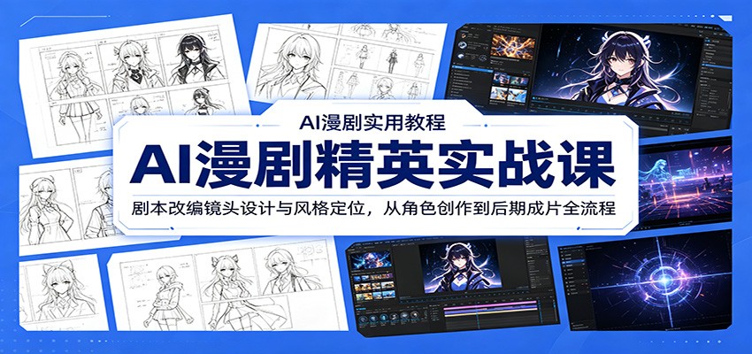 AI漫剧精英实战课:剧本改编镜头设计与风格定位,从角色创作到后期成片全流程-摇钱树