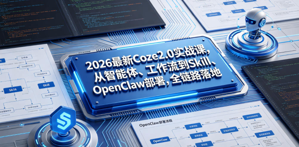 2026最新Coze2.0实战课,从智能体、工作流到Skill、OpenClaw部署,全链路落地-摇钱树