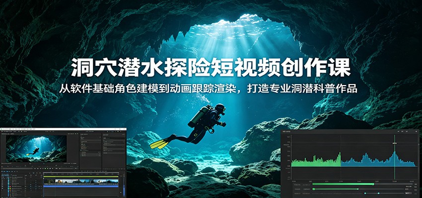 洞穴潜水探险短视频创作课:从软件基础角色建模到动画跟踪渲染,打造专业洞潜科普作品-摇钱树