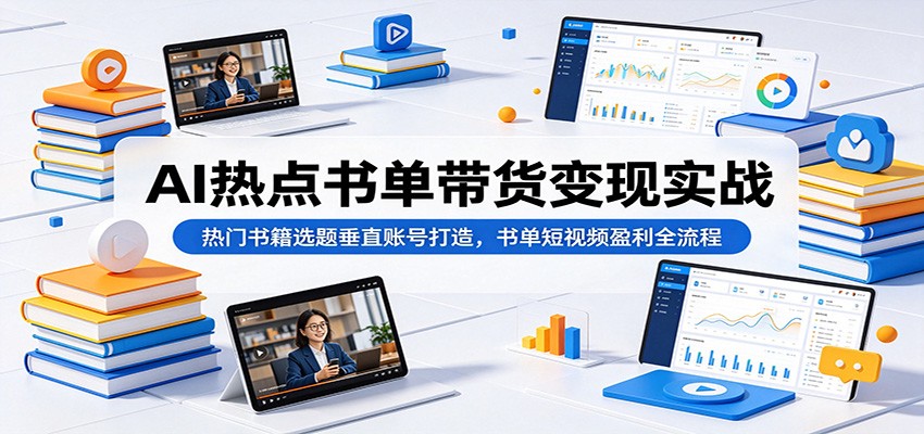 AI热点书单带货变现实战:热门书籍选题垂直账号打造,书单短视频盈利全流程-摇钱树