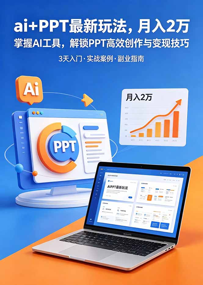 ai+PPT最新玩法,月入2万掌握AI工具,解锁PPT高效创作与变现技巧3天入门,实战案例·副业指南-摇钱树