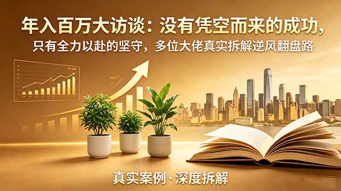 年入百万大访谈-更新:没有凭空而来的成功,只有全力以赴的坚守,多位大佬真实拆解逆风翻盘路-摇钱树