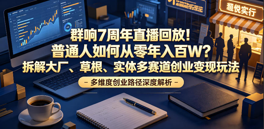 群响7周年直播回放!普通人如何从零年入百W?拆解大厂、草根、实体多赛道创业变现玩法-摇钱树