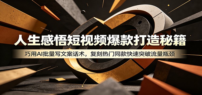 人生感悟短视频爆款打造秘籍:巧用A 批量写文案话术,复刻热门同款快速突破流量瓶颈-摇钱树