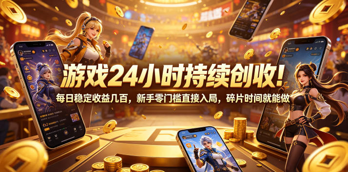 游戏24小时持续创收!每日稳定收益几百,新手零门槛直接入局,碎片时间就能做【揭秘】-钱眼网