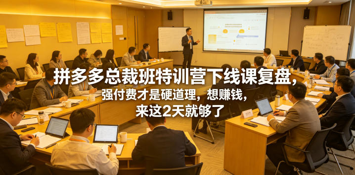 拼多多总裁班特训营下线课复盘，强付费才是硬道理，想賺钱，来这2天就够了-摇钱树