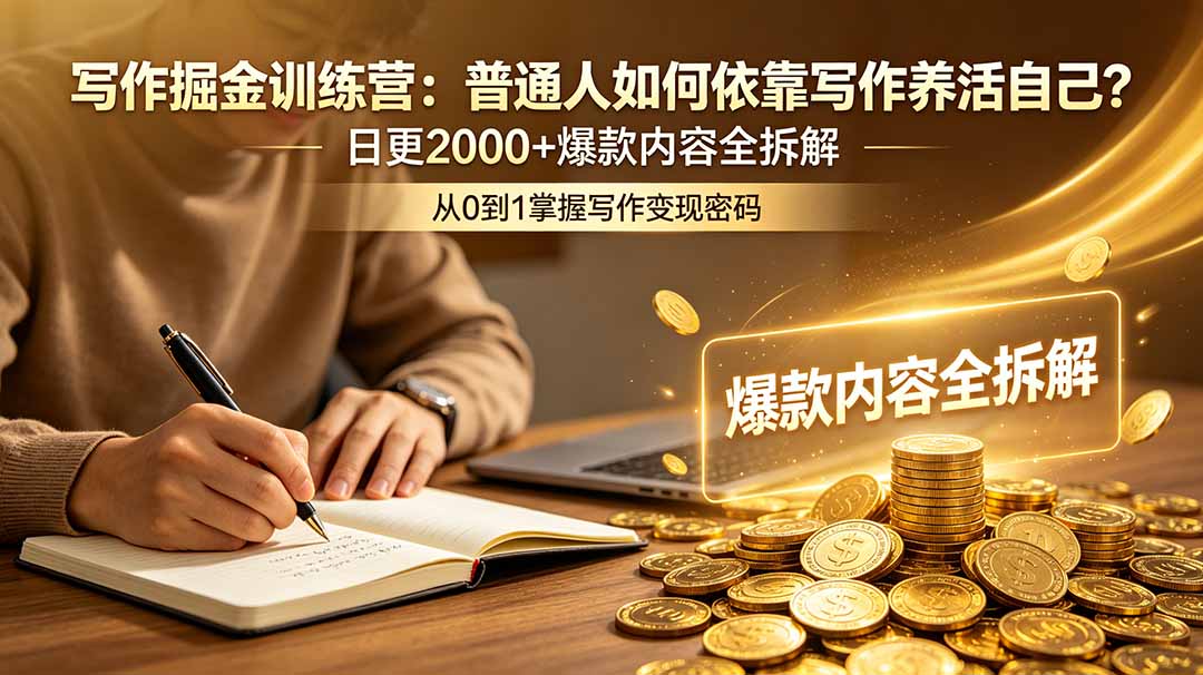 写作掘金训练营：普通人如何依靠写作养活自己？日更2000+爆款内容全拆解-聚豪云创