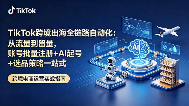 TikTok跨境出海全链路自动化:从流量到留量,账号批量注册+AI起号+选品策略一站式-摇钱树
