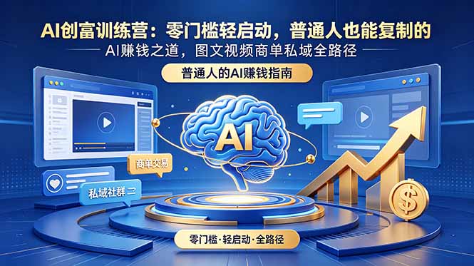 AI创富训练营:零门槛轻启动,普通人也能复制的AI赚钱之道,图文视频商单私域全路径-摇钱树