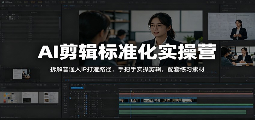 AI剪辑标准化实操营:拆解普通人IP打造路径,手把手实操剪辑,配套练习素材-轻创驿站