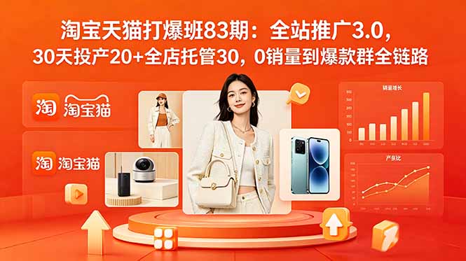 2026淘宝天猫打爆班83期:全站推广3.0,30天投产20+全店托管30,0销量到爆款群全链路-摇钱树