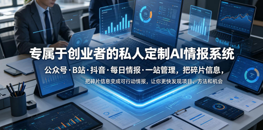 专属于创业者的私人定制AI情报系统，公众号·B站·抖音·每日情报·一站管理，把碎片信息变成可行动情报，让你更快发现项目、方法和机会-摇钱树