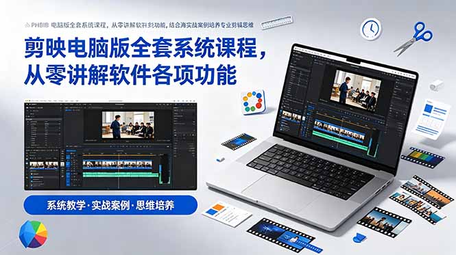 剪映电脑版全套系统课程,从零讲解软件各项功能,结合海量实战案例培养专业剪辑思维-摇钱树