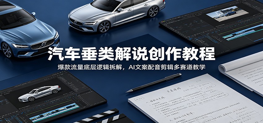 汽车垂类解说创作教程:爆款流量底层逻辑拆解,AI文案配音剪辑多赛道教学-摇钱树