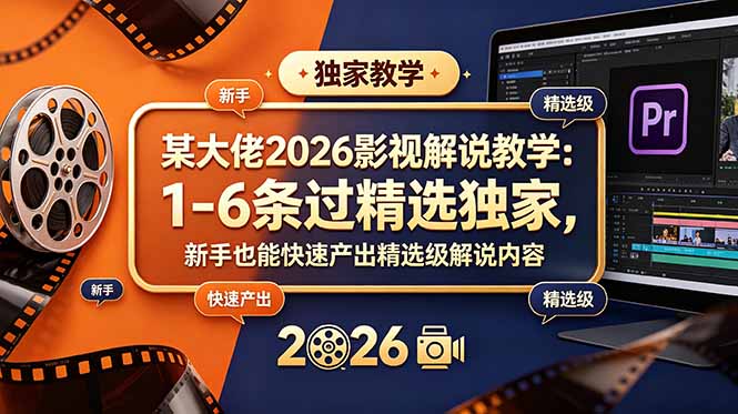 某大佬2026影视解说教学：1-6条过精选独家，新手也能快速产出精选级解说内容-摇钱树