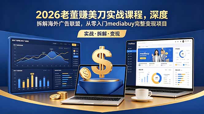 2026老董赚美刀实战课程，深度拆解海外广告联盟，从零入门mediabuy完整变现项目-创业攻略