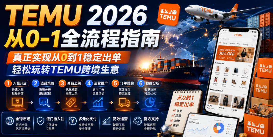 TEMU 2026从0-1全流程指南，真正实现从0到1稳定出单，轻松玩转TEMU跨境生意-摇钱树