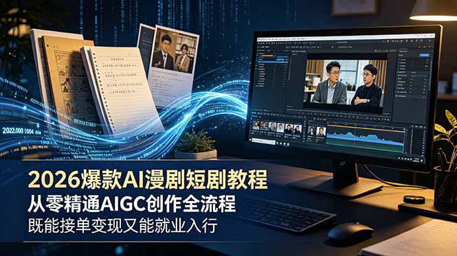 2026 爆款 AI 漫剧短剧教程 从零精通 AIGC 创作全流程 既能接单变现又能就业入行-摇钱树