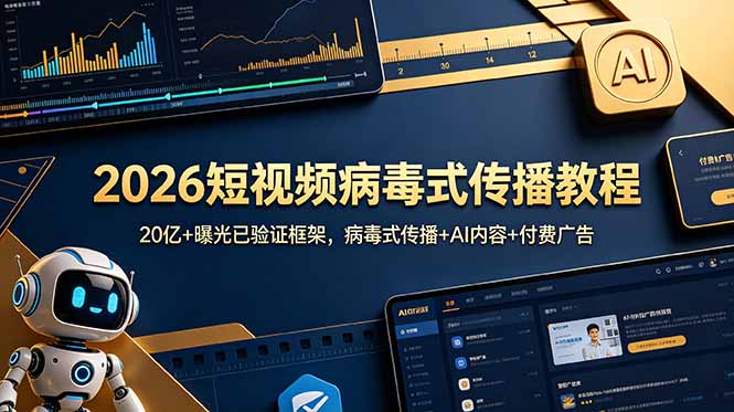 2026短视频病毒式传播教程：20亿+曝光已验证框架，病毒式传播+AI内容+付费广告-摇钱树