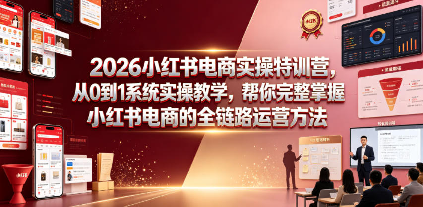 2026小红书电商实操特训营，从0到1系统实操教学，帮你完整掌握小红书电商的全链路运营方法-摇钱树