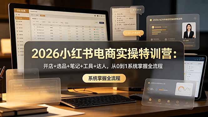 2026小红书电商实操特训营:开店+选品+笔记+工具+达人,从0到1系统掌握全流程-好学创业资源