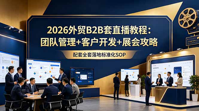 2026外贸B2B套直播教程：团队管理+客户开发+展会攻略，配套全套落地标准化SOP-摇钱树
