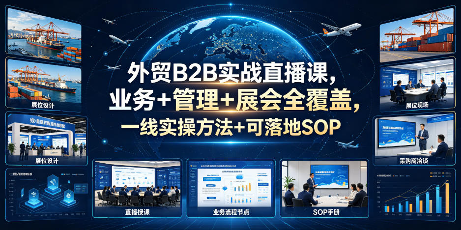 外贸B2B实战直播课，业务+管理+展会全覆盖，一线实操方法+可落地SOP-摇钱树