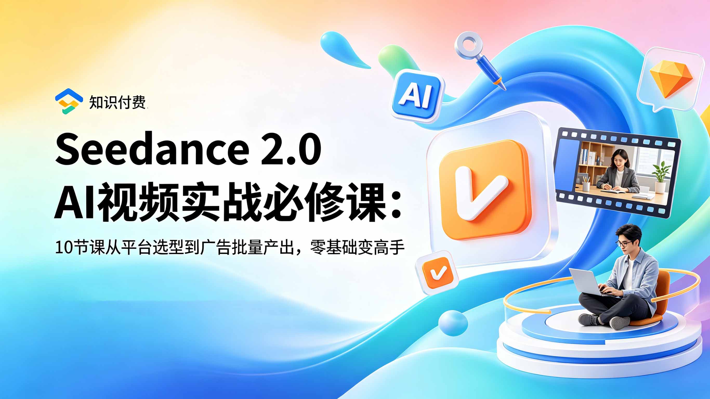 Seedance 2.0 AI视频实战必修课：10节课从平台选型到广告批量产出，零基础变高手-摇钱树
