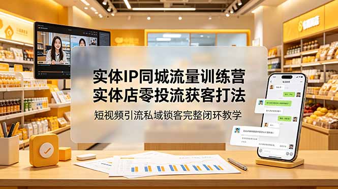 实体IP同城流量训练营:实体店零投流获客打法,短视频引流私域锁客完整闭环教学-摇钱树