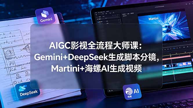 AIGC影视全流程大师课:Gemini+DeepSeek生成脚本分镜,Martini+海螺AI生成视频-摇钱树