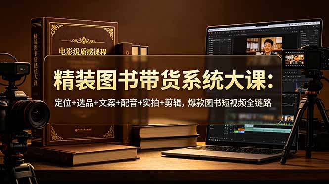 精装图书带货系统大课：定位+选品+文案+配音+实拍+剪辑，爆款图书短视频全链路-摇钱树