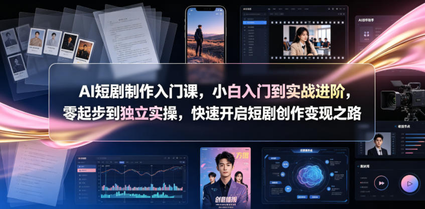 AI短剧制作入门课,小白入门到实战进阶,零起步到独立实操,快速开启短剧创作变现之路-摇钱树