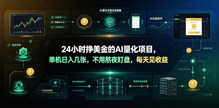 24小时挣美金的AI量化项目，单机日入几十美刀，不用熬夜盯盘，每天见收益【揭秘】-摇钱树