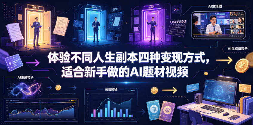 体验不同人生副本四种变现方式,适合新手做的AI题材视频-摇钱树